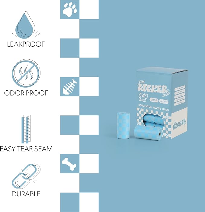 13 in. x 9 in. Extra Thick Leak Proof Unscented Dog Poop Bags, Blue (540 Count, 36-Rolls)