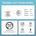 Necoichi Ceramic Elevated Cat Food Bowl (Sakura, Regular Flat)