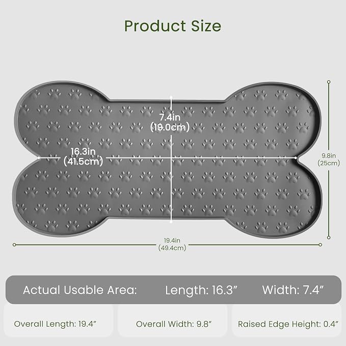 PWTAA Dog Food Mat Anti-Slip Silicone Dog Bowl Mat Thicker Pet Placemat Waterproof Cat Feeder Pad with Raised Edge Puppy Kitten Feeding Mats Suitable Small Medium-Sized Dogs Cats Eating Tray