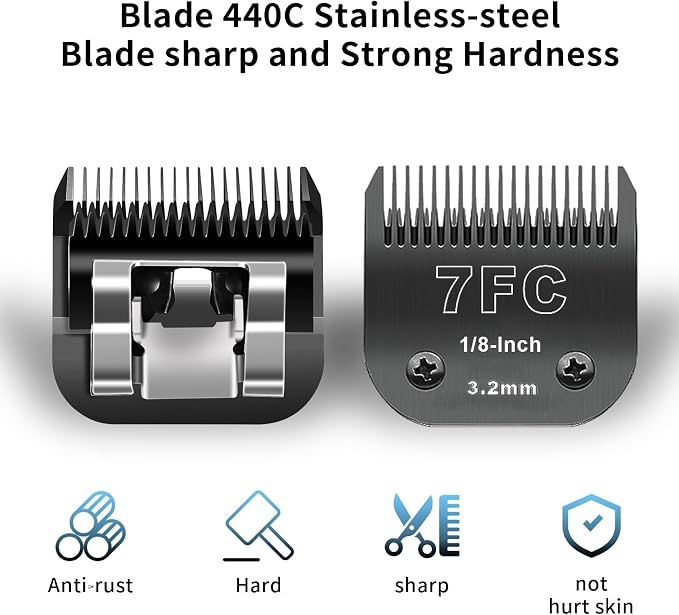 Black Detachable Dog Blades Set Compatible with Andis/Oster A5 Grooming | Compatible with wahl km10 dog clipper,Made of Stainless Steel Blade,Include 7FC+5FC+4FC,3 Pack