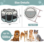 Siedihit Large Dog Cat Playpen, Puppy Pet Playpen Indoor for Dog Crate Tent Cage Outdoor, Portable Pop Up Dogs Enclosure Kennel with Carrying Case for Dogs/Cats/Rabbits, Grey