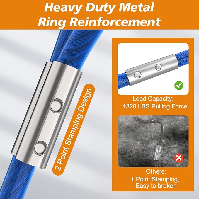 100FT Dog Tie Out Cable Lead with Shock Spring for Medium Large Dogs | Shock-Absorbing; 500LBS Tensile Strength; Strong Stainless Steel Core; 360° Swivel Locking Hook; Anti-Rust Vinyl Coating