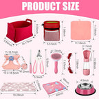 Abbylike 50 Pcs Puppy Supplies Starter Kit for Small Dogs Puppy Essentials Includes Leash, Bowls, Teeth Brushes, Water Bottle, and More Accessories for Dogs Pet Day Welcome Gift(Pink)