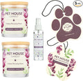 Pet House Candle Value Pack - Plant-Based/Soy - Clean Burning Scented, Long Lasting Pet Odor Candle for Home - Lavender Green Tea