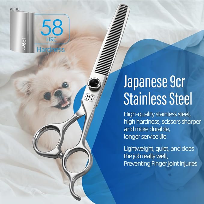 Dog Grooming Scissors: 5 in 1 Pet Shears Kit Made Of Japanese 9CR Advanced Stainless Steel Professional Grooming Scissors for Dogs Cats and Other Pets