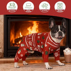 Dog Pajamas Lightweight Dog Onesies Soft Stretchy Tiny Outfit Clothes for Small Medium Large Puppy Pjs Clothes Doggie Cat Pet Boys Girls Outfit (Small (5-10lb), Christmas Pattern)