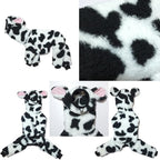 D Doggy Star Italian Greyhound Clothes Winter Warm Fleece Cow Print Sweater Jumpsuit with Snood Turtleneck, Fits Small Whippets (M,Onsi Cow Print)