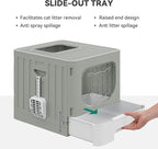 YITAHOME Large Enclosed Cat Litter Box w/Mat Scoop Grey Litter Box with Lid | Anti-Splash Kitty Litter Box with Lid & Pull-out Tray for Odor Control & Easy Cleaning, Front Entry Top Exit, Quick Assembly
