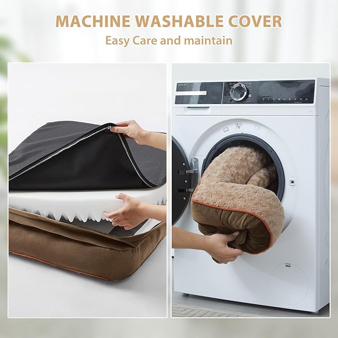 BFPETHOME Orthopedic Washable Dog Beds for Medium Dogs, Sleeping Dog Couch | 30x20 Inch Deluxe Plush Rose Velvet Washable Cover, Egg Crate Foam Support, Waterproof Lining, Non-Slip Bottom, Senior Dogs