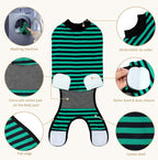 2 Packs Breathable Cotton Dog Recovery Suit for After Neuter Spay Abdominal Wounds Protector, Professional Anti-Licking Onesies for Male Female Pets Surgery Bandages, L Striped Yellow Green