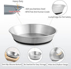 WROSWT Stainless Steel Cat Bowls,Whisker Friendly Shallow Cat Dishes for Food and Water,Non-Slip Silicone Bottom,Heavy Duty,Replacement Kitten Metal Plate for Elevated Stands,2 Pack