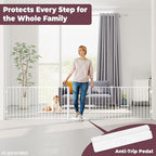 127.5" Wide Configurable Baby Gate for Fireplace Christmas Tree | Extra Wide Child Gate for Large Openings with Anti-Trip Pedal, Long Kid Gate for Dog Pet, 28'' Tall 5 Metal Panels White