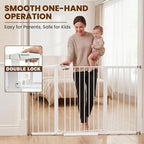 Mumeasy 36" Extra Tall Baby Gate for Doorways, 29.7"-57" Extra Wide Dog Gate for Stairs, Pressure Mounted Auto Close Pet Safety Gate with Easy Walk Thru Door, Large Indoor Child Gate for House, White