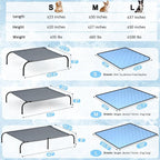 SZEE Elevated Dog Bed, Cooling Dog Cot Bed, Support Up to 100 LBS for Large Breeds, with Durable Steel Frame, Reversible Ice Silk Mat & Sturdy Teslin Mesh, Outdoor & Indoor All-Season Use - L