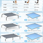 SZEE Elevated Dog Bed, Cooling Dog Cot Bed, Support Up to 65 LBS for Small Breeds, with Durable Steel Frame, Reversible Ice Silk Mat & Sturdy Teslin Mesh, Outdoor & Indoor All-Season Use - S