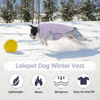 Lelepet Reversible Dog Coat Windproof Dog Puffer Jacket Lightweight Vest | Winter Jacket Warm Cold Weather Coat for Large Dogs Adjustbale Hook & Loop Pet Apparel with Leash Hole, Pitbull, Purple, XL