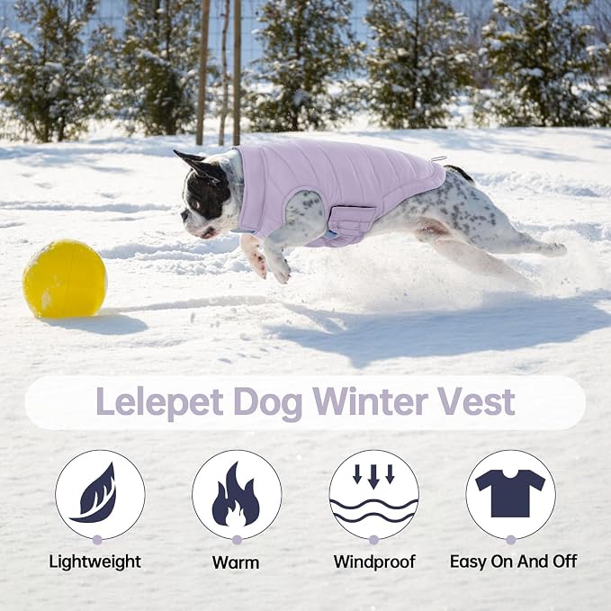 Lelepet Reversible Dog Coat Windproof Dog Puffer Jacket Lightweight Vest | Winter Jacket Warm Cold Weather Coat for Large Dogs Adjustbale Hook & Loop Pet Apparel with Leash Hole, Golden Retriever, 3XL