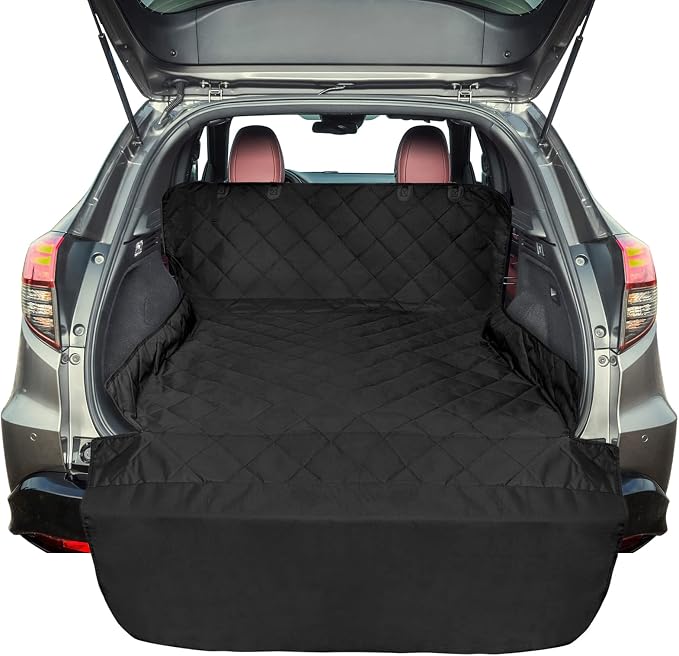 F-color SUV Cargo Liner for Dogs - Heavy Duty Cargo Cover for Mid-Size SUVs | Water Resistant, Bumper Flap, Non-Slip Mat, Car Trunk Dog Car Seat Cover Prevents Scratches Pet Hair Mud Dirt for Sedans Vans