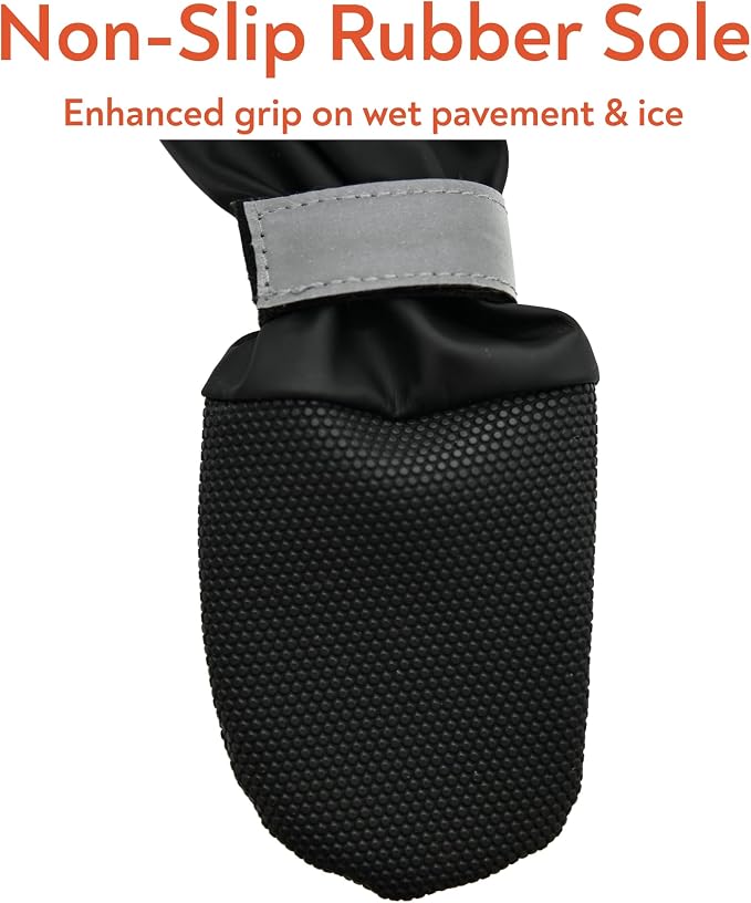 Waterproof Dog Suspender Boots with AirTag Compatible Pocket, Anti-Slip Reflective Dog Shoes, Adjustable Stay-On Paw Protector for Small Medium Large Dogs, Outdoor Walking Rain Snow (Black, XXL)