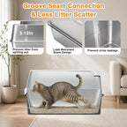 Stainless Steel Cat Litter Box with Metal Lid,Anti-Urine Leakage,High Side