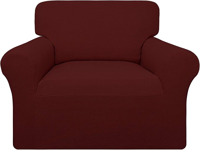Easy-Going 100% Waterproof Chair Couch Cover, Stretch Jacquard Sofa Cover | Dual Waterproof Sofa Slipcover, Leakproof Furniture Protector for Kids, Pets, Dog and Cat (Loveseat, Wine)