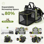 Lekereise Expandable Cat Backpack Carrier for Cats and Small Dogs up to 18 lbs, Widened Interior with 30% More Bottom Space, Rear Expansion up to 80% More Space, Breathable Mesh, Sun Shade, Grey