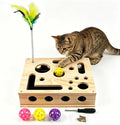 Wooden Cat Scratch Puzzle Enrichment Box, Interactive Cat Nail File Enrichment Box with Sandpaper Inside and Bell Ball, Scratch Puzzle Box for Cat Stress Free Alternative to Clippers and Grinders