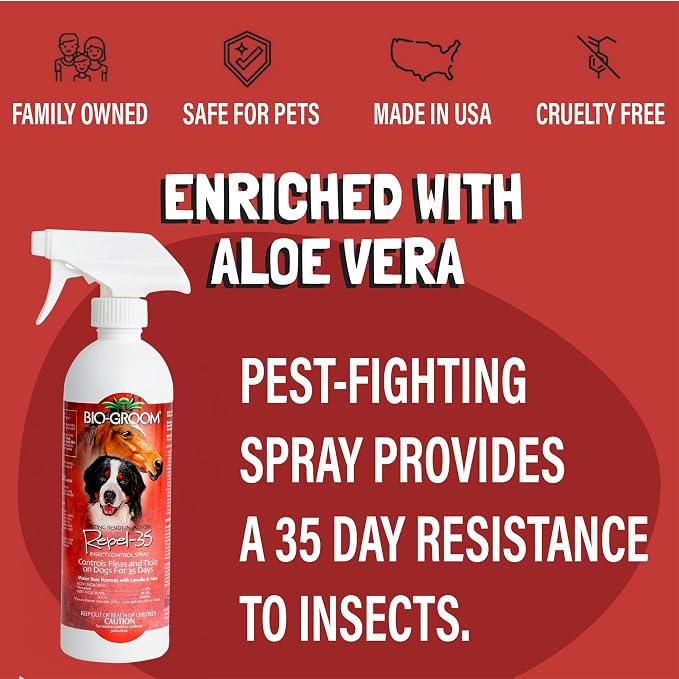 Bio-Groom Flea & Tick Dog Shampoo & Repel 35 Spray - Flea & Tick Prevention Treatment for Dogs & Cats, Natural Fly Repellent for Dogs & Horses, Cruelty-Free, Made in USA - Pack of 2