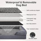 INVENHO L Plus Orthopedic Dog Bed for Large Dogs, Washable Dog Sofa with Egg-Crate Foam, Waterproof Lining and Non-Skid Bottom