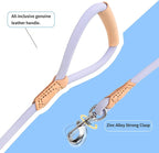 Mile High Life Dog Leash with Genuine Leather Handle, 6 FT/5 FT/4 FT | Leather Grip Rope Leash, Heavy Duty 360° Swivel Metal Clasp, for Small Medium & Large Dogs