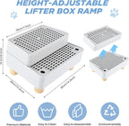 Adjustable Litter Box Step, Cat Litter Box Ramp/Catcher with Wooden Feet | 2 Steps,Fits Automatic Litter Box Steps, Filter Function, Anti-Tracking, Easy to Clean, For Small & Elderly Cats