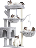 Heybly Cat Tree, 40" Tower with All-Sisal Wrapped Scratching Post HCT006SW | Cat Tower for Indoor Cats, Cat Condo with Soft Platform, 2 Baskets and Dangling Toy, Light Gray