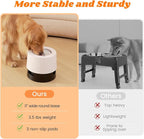 Raised 95oz Slow Drinking Dog Water Bowl No Spill Medium Large Breed | Single Elevated Stainless Steel Water Bowl with Floating Disc, Stable Sturdy Base and Snap on Adjustable Height Stand