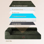 EHEYCIGA XXL Dog Bed Memory Foam, Orthopedic Giant Dog Bed Jumbo with Washable Removable Cover, Waterproof Pet Sofa Couch with Nonskid Bottom, 48x35x7.5, Dark Green