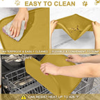 SMILOOL Silicone Pet Food Mat with Raised Edge for Food and Water Bowl, Dog Feeding Mats, Cat Food Trays for Floor Waterproof, Rubber Tray for Dogs and Cats, 24 x 16 x 0.8 Honey