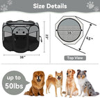 Siedihit Dark Grey Puppy Playpen for Large Dog Cat, Dogs Tent | Crates Cage Indoor/Outdoor, Portable Pop Up Dog Kennel with Carrying Bag for Rabbits(Dark Grey, Large )