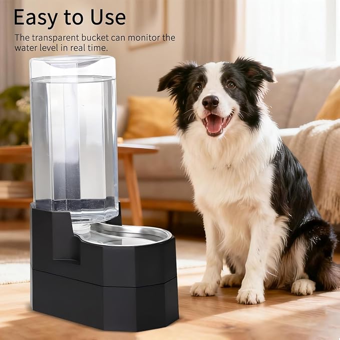 Sfozstra 9L Elevated Dog Water Dispenser: Senior Dog Friendly | 304 Stainless Steel Bowl/Spill Resistant Base/Dishwasher Safe/No Filter Replacement /for Multi-Pet Homes