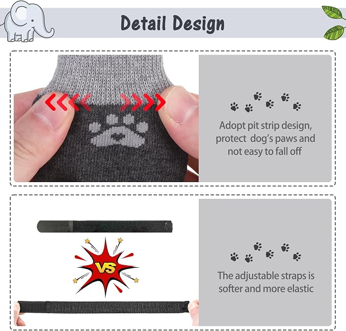 SCENEREAL Anti Slip Dog Sock to Prevent Licking Paws for Hardwood Floors, Boots & Paw Protector Shoes for Hot/Cold Pavement with Grippers, Double Sides Grips for Small Medium Large Senior Dogs