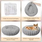 Donut Dog and Cat Bed, Luxurious Comfortable Faux Rabbit Fur Pet Beds, Round Anti-Anxiety Calming Puppy Kitten Bed with Anti-Slip Bottom for Small Medium Dogs & Cats(20", Grey)