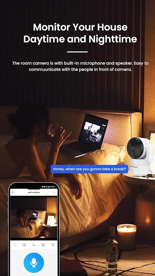 360° Indoor Security Camera, Home/Baby/Elderly/Dog/Cat/ Monitoring Cameras | AI Motion Detection, Night Vision, 2-Way Audio, SD Card Local/Cloud Storage, Work with Alexa & Google Assistant, 2.4G WiFi