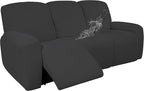 Easy-Going 100% Dual Waterproof Recliner Sofa Cover, 8-Pieces Stretch Relining Couch Cover with Pocket, Jacquard 3 Seat Sofa Slipcover Leakproof Washable (Sofa, Dark Gray)