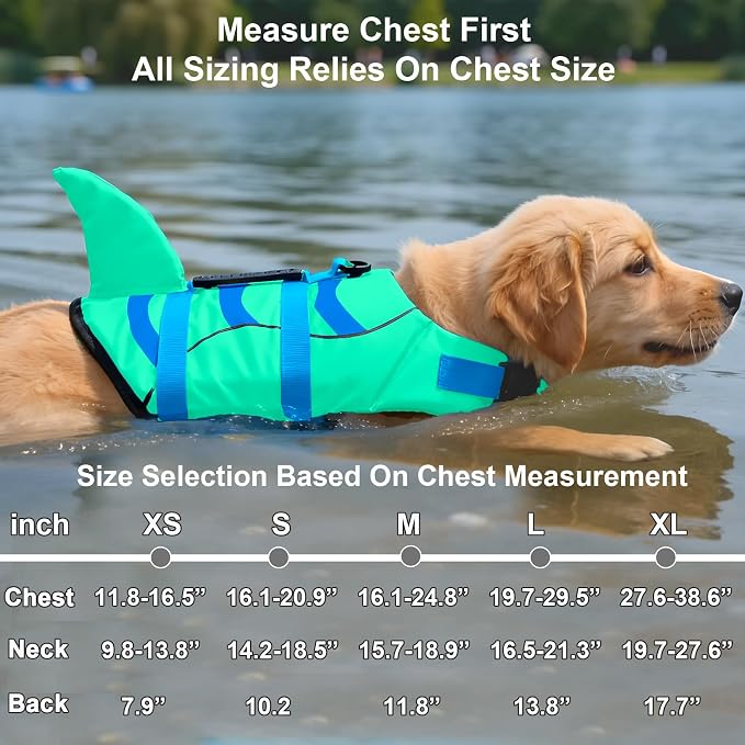 Fragralley Shark Dog Life Jacket, Easy to Put on Dog Life Vest for Swimming and Boating, Vibrant & Adjustable Dog Life Preservers for Small Medium Large Dogs, Suit to Swim, Fish, Beach, Surfing