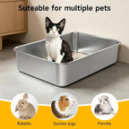 Stainless Steel Cat Litter Box for Kitten, Kitty & Senior Cats Pan | Metal Litter Box , Open Top Low Entry Litter Pan, Non-Stick Easy Clean Anti-Scratch Kitty Cat Box for Indoor Cats, Single Pan