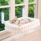 CHEERPALS Cloud Cat Window Perch for Indoor Cats Hammock Bed Foldable | Reversible Cushion Removable Washable, Breathable Soft All-Season, Sturdy Strong Suction Cups Support, Cordless(White,Medium)
