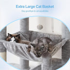 Hey-brother Cat Tree Tower with Multi-Level Duty Scratching Posts, 0MPJ039W | 80.7 Inches XL Cat Furniture with Large Platforms, Cozy Condos, Big Hammock, Toy Balls for Indoor Adult Cats, Light Gray