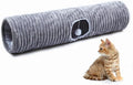 Luxurious Cat Tunnel,43" Straight Cat Tunnel Bed with Balls,Cat Toys for Indoor Cats,Collapsible Peekaboo Cat Cave for Kitten Toys (Gray Stripe)