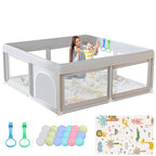 Hiaksedt Baby Playpen with Mat and Ocean Balls 50 x 50 inch | Small Playpen for Babies and Toddlers Baby Fence Playards