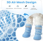 DORA BRIDAL Dog Shoes for Small Dogs, 3D Mesh Breathable Dog Boots & Paw Protectors for Hot Pavement Summer, Rubber Sole Anti-Slip Dogs Booties for Winter Snow, Mud, Outdoor Walking