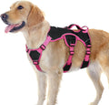rabbitgoo Escape Proof Dog Harness for Large, No Pull with Lift Handle | No Escape, Full Soft Padded, Reflective Adjustable Vest, Leash Clip for Walking Hiking Training, Rose & Black, Large