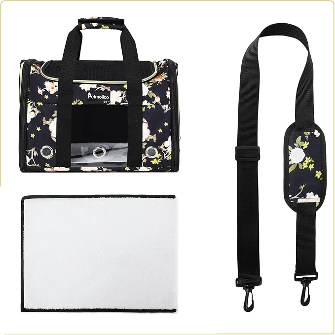 Petmolico Cat Carrier Soft-Sided Pet Bag for Small Medium Cats Puppies 16LBs - Airline Approved Pet Travel Carrier 3 Open Doors (Medium,Mixed Yellow)